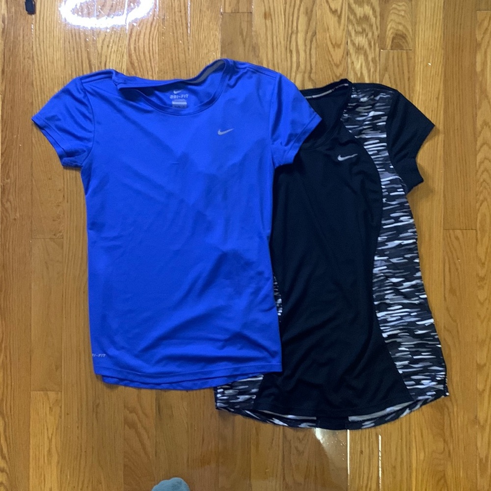 Lot of 2 Nike Dri-Fit Running Short Sleeve Shirts, Size small, x-small